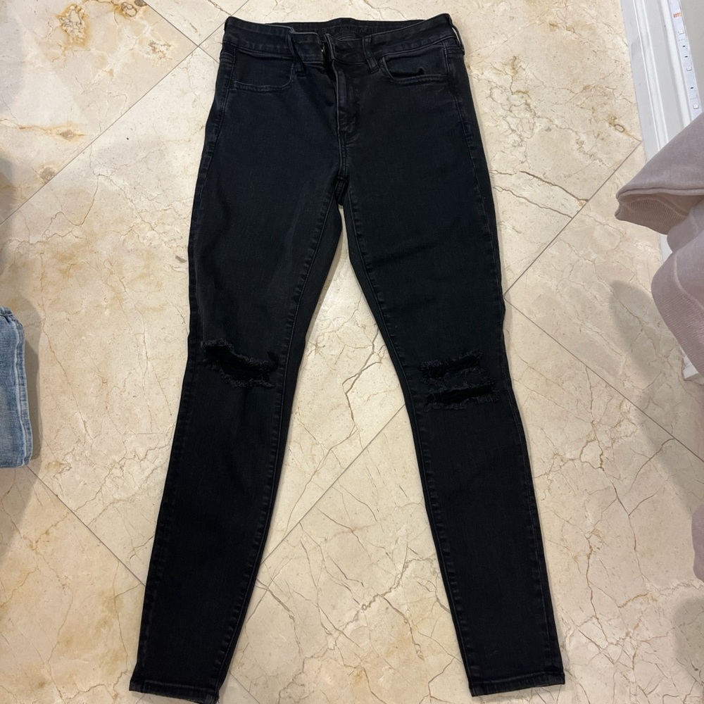 Women's Black Distressed Jeans